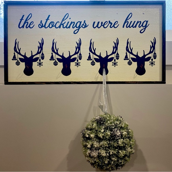 Solid Wood Rustic Christmas Stocking Holder (Wall Mount) 25”x13” - Picture 1 of 4